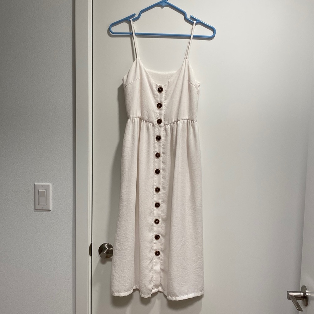 White midi button-down dress
